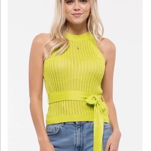 Halter cami sweater. Lime yellow